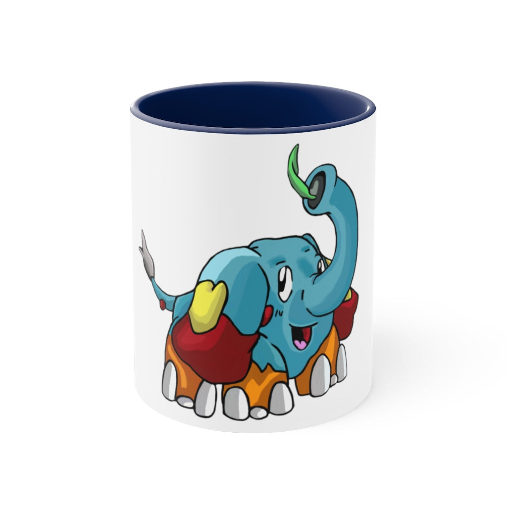 Mudphant Accent Coffee Mug with colorful interior and handle, showcasing a modern two-tone design.