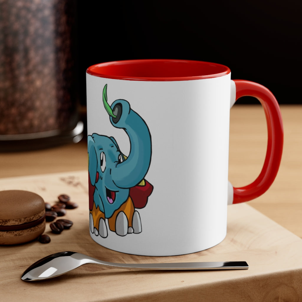 Mudphant Accent Coffee Mug with colorful interior and handle, showcasing a modern two-tone design.