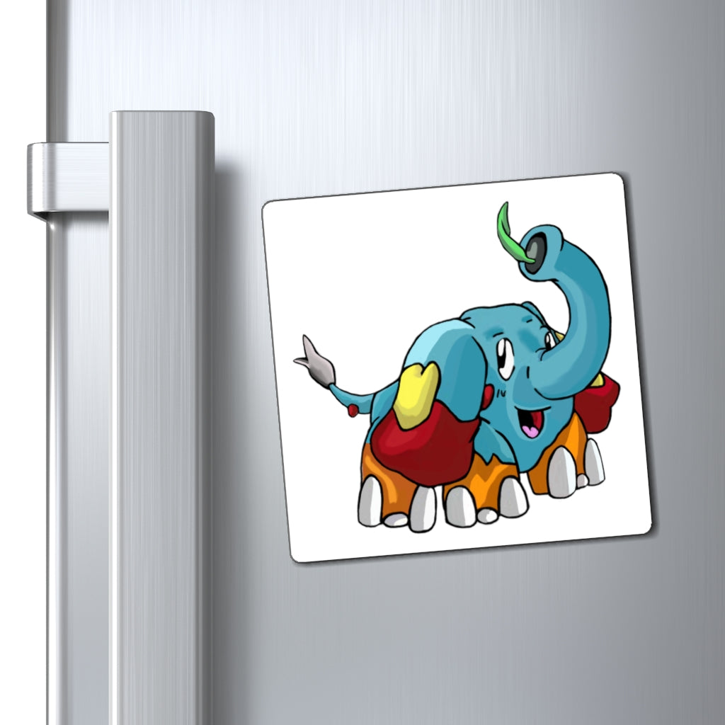 Mudphant Magnets displayed on a metallic surface, showcasing their strong hold and customizable designs.