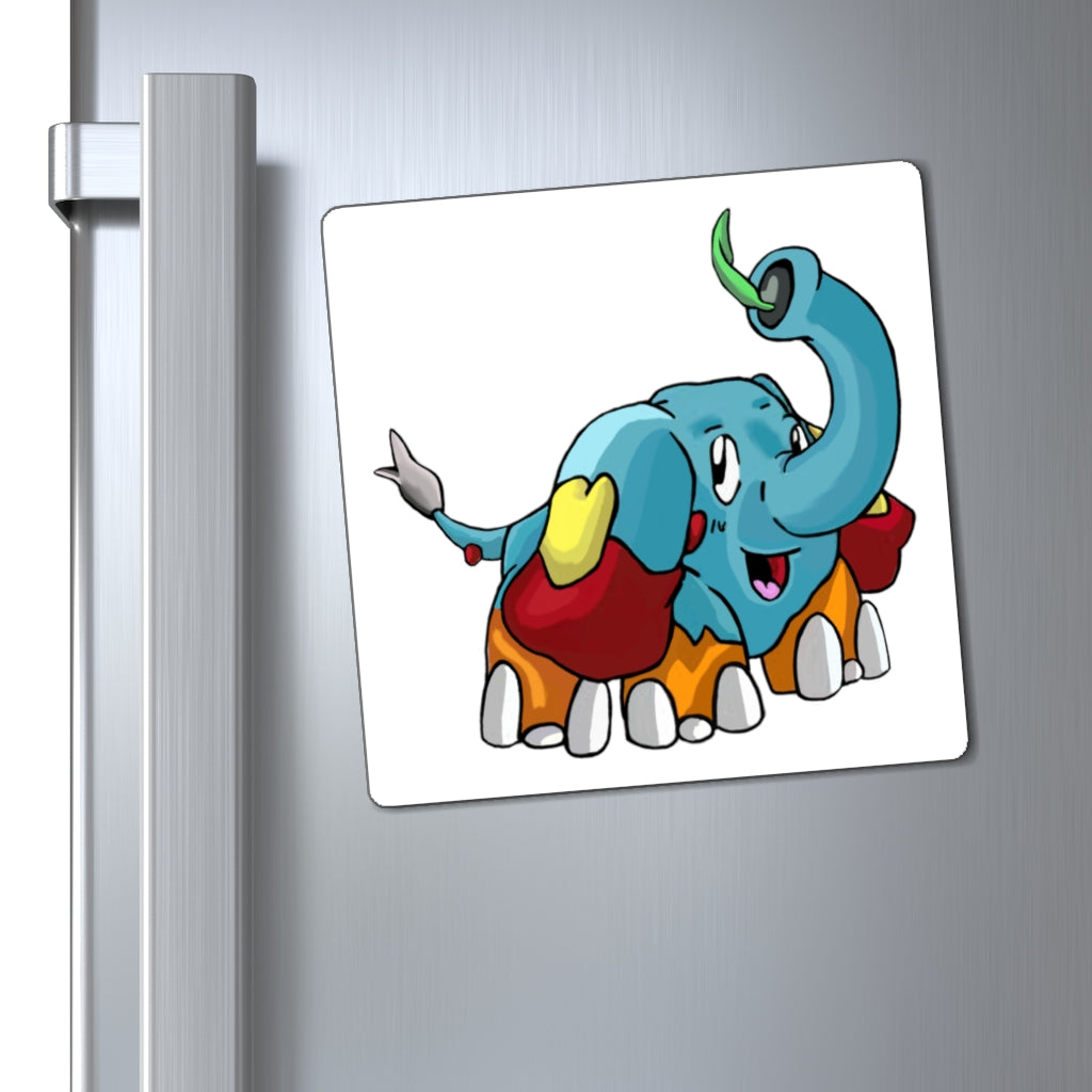 Mudphant Magnets displayed on a metallic surface, showcasing their strong hold and customizable designs.