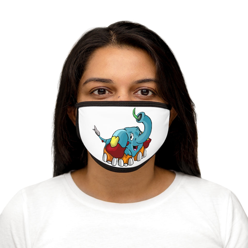 Mudphant Mixed-Fabric Face Mask featuring a black outer edge and earloops, made from polyester and cotton for comfort and style.