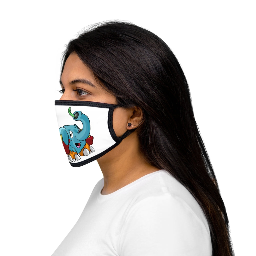 Mudphant Mixed-Fabric Face Mask featuring a black outer edge and earloops, made from polyester and cotton for comfort and style.