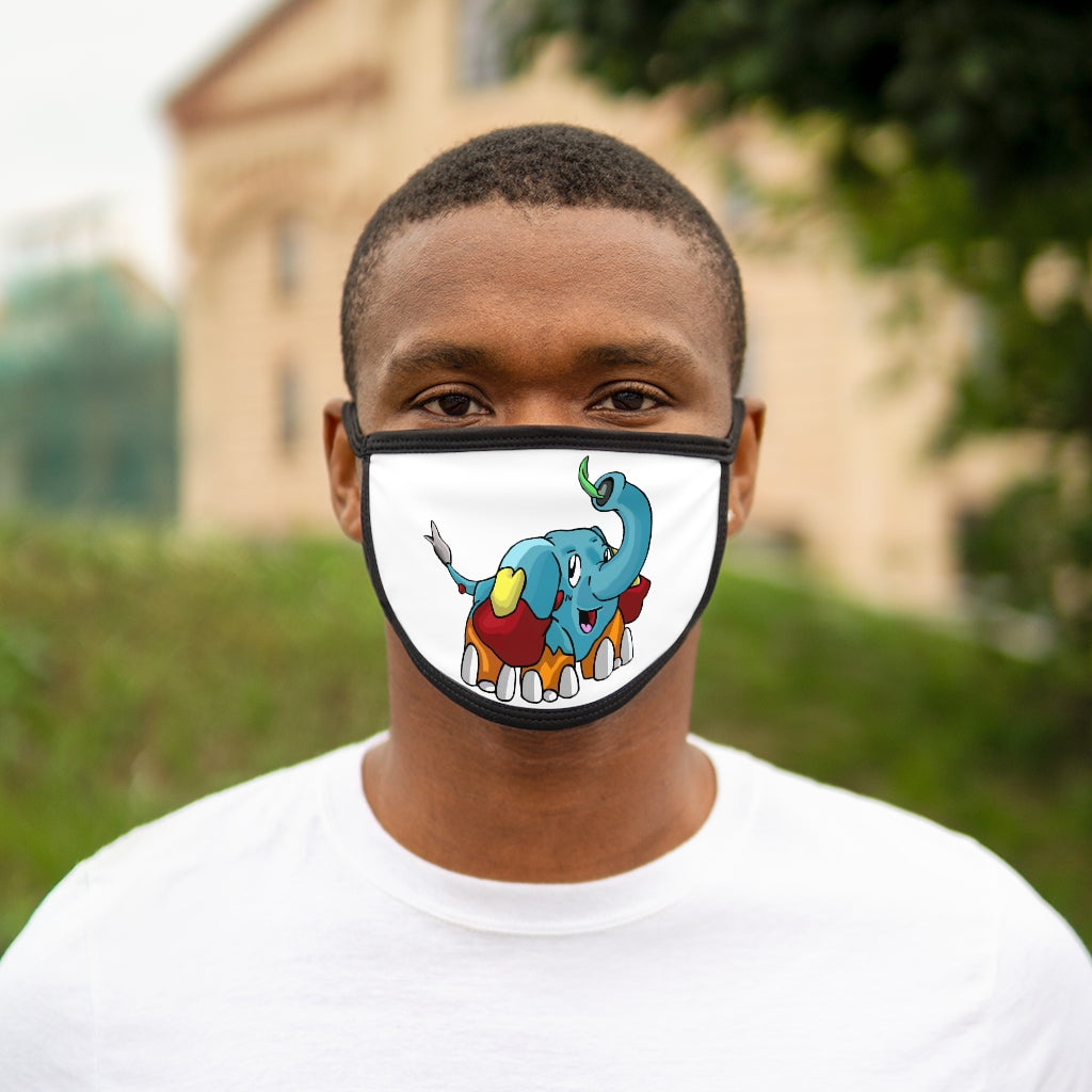 Mudphant Mixed-Fabric Face Mask featuring a black outer edge and earloops, made from polyester and cotton for comfort and style.