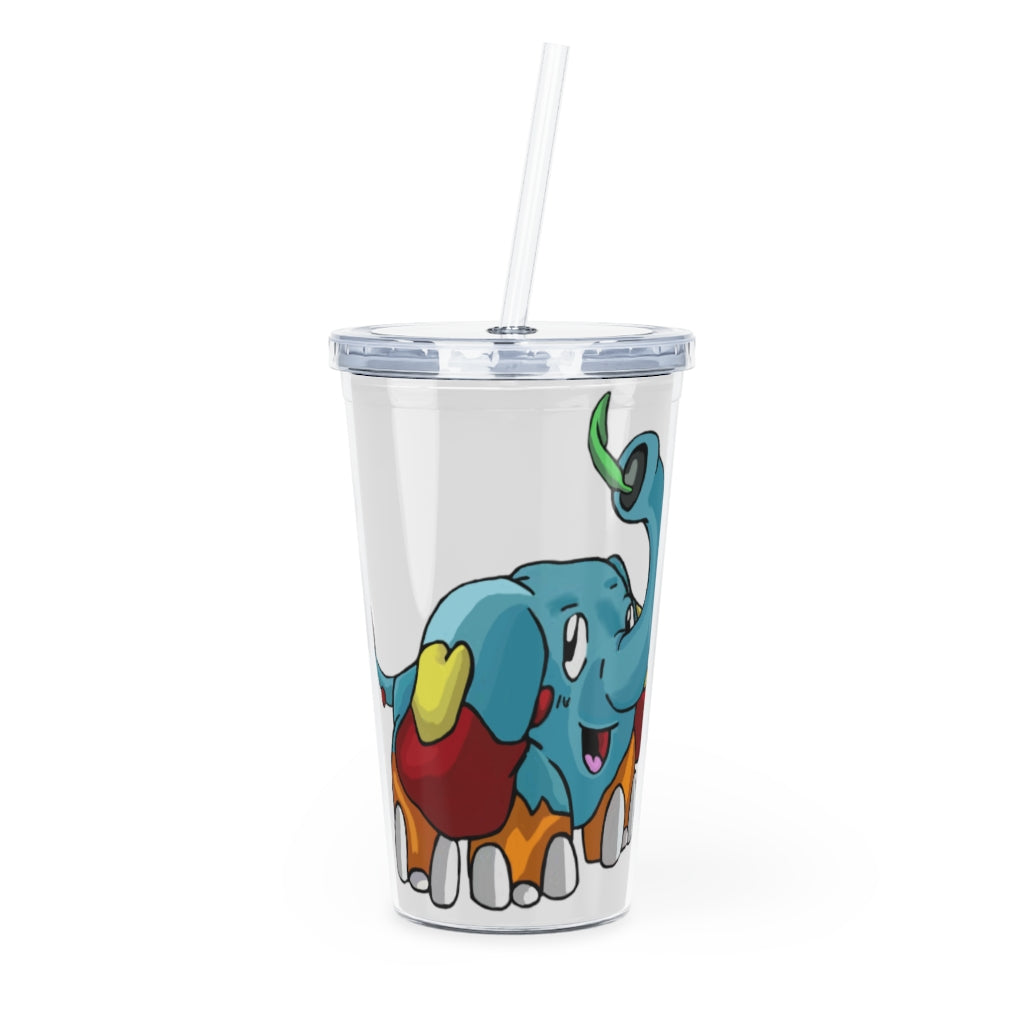 Mudphant Plastic Tumbler with Straw, featuring a customizable design and double wall insulation, perfect for events and gatherings.