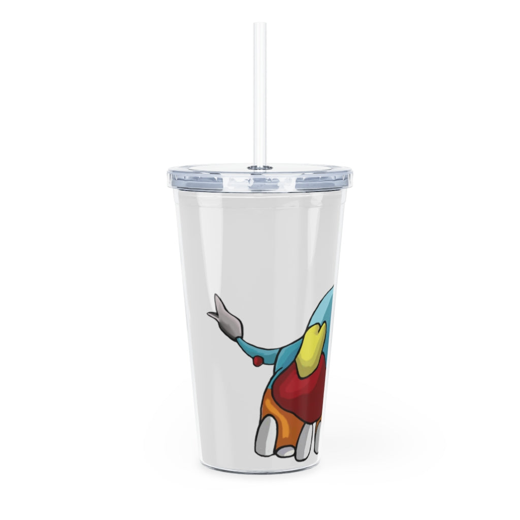 Mudphant Plastic Tumbler with Straw, featuring a customizable design and double wall insulation, perfect for events and gatherings.