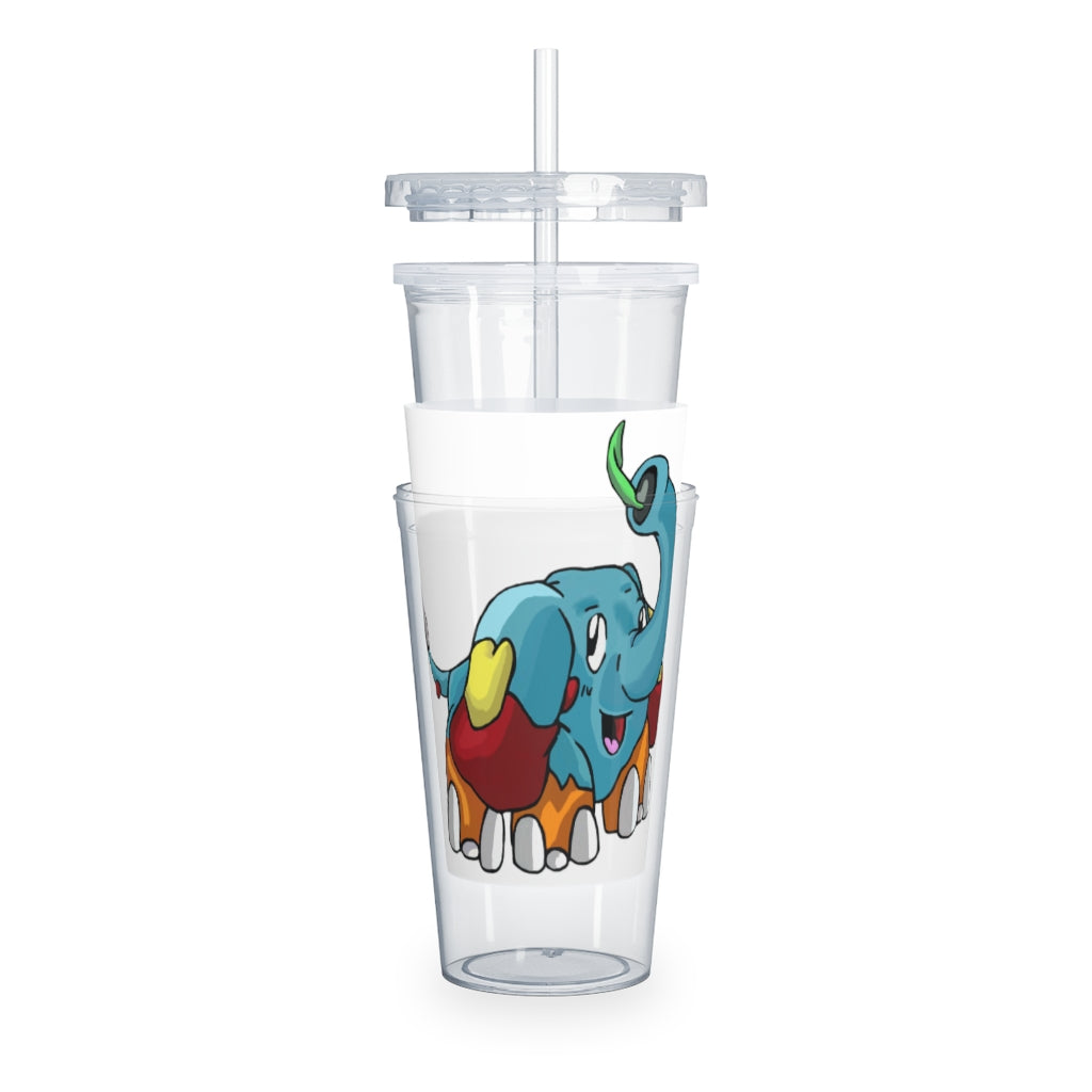 Mudphant Plastic Tumbler with Straw, featuring a customizable design and double wall insulation, perfect for events and gatherings.