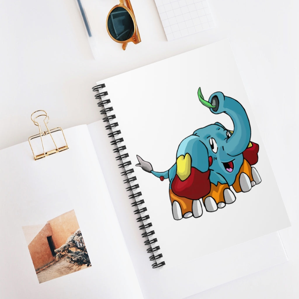 Mudphant Spiral Notebook featuring a colorful printed cover and ruled line pages, ideal for notes and lists.