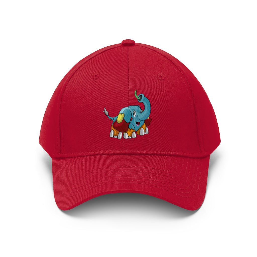 Mudphant Unisex Twill Hat in cotton twill fabric, featuring a classic 6-panel design and adjustable Velcro closure.