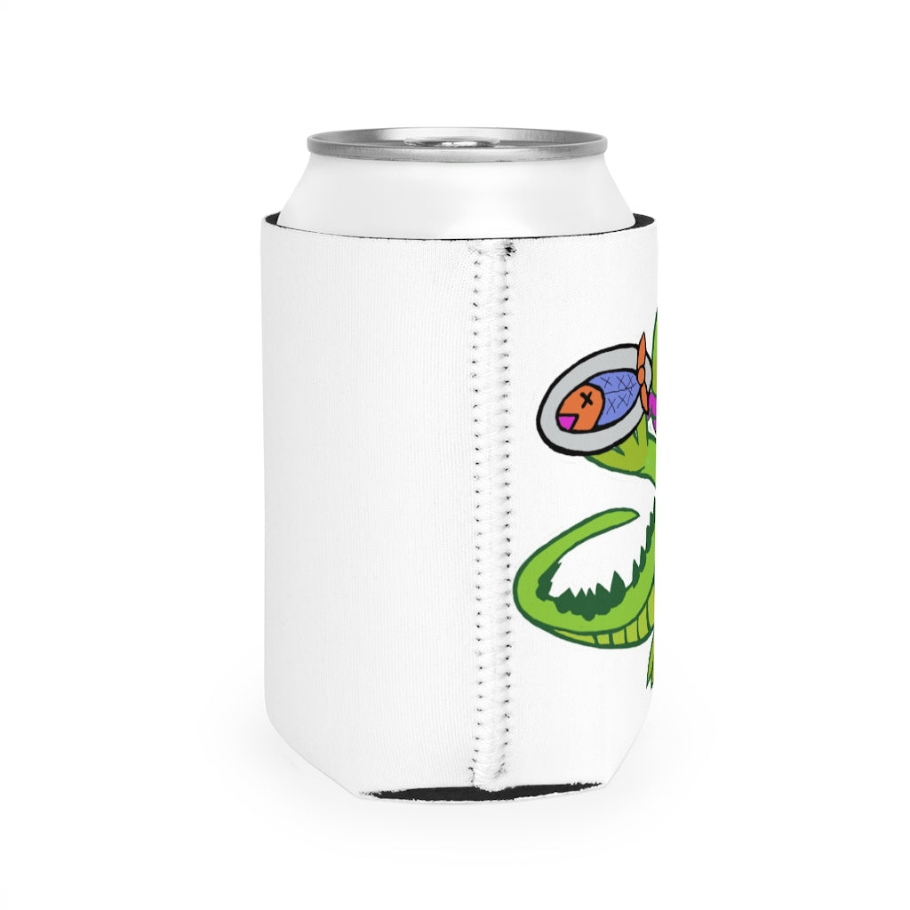 Munchies the Crocodile Can Cooler Sleeve featuring a playful crocodile design, made of durable neoprene, fits standard 12 oz cans.