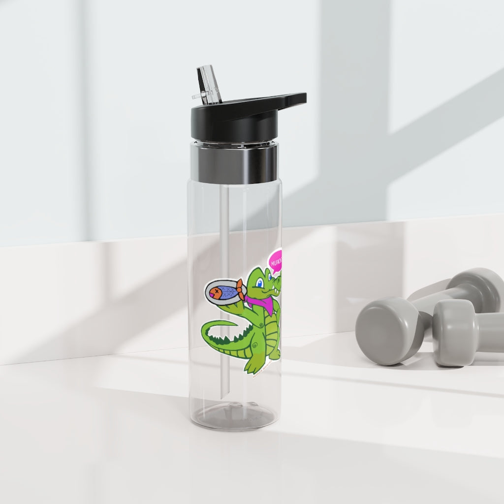 Munchies the Crocodile Kensington Tritan™ Sport Bottle, 20oz, featuring a stylish design, carabiner hook, and spill-resistant lid.