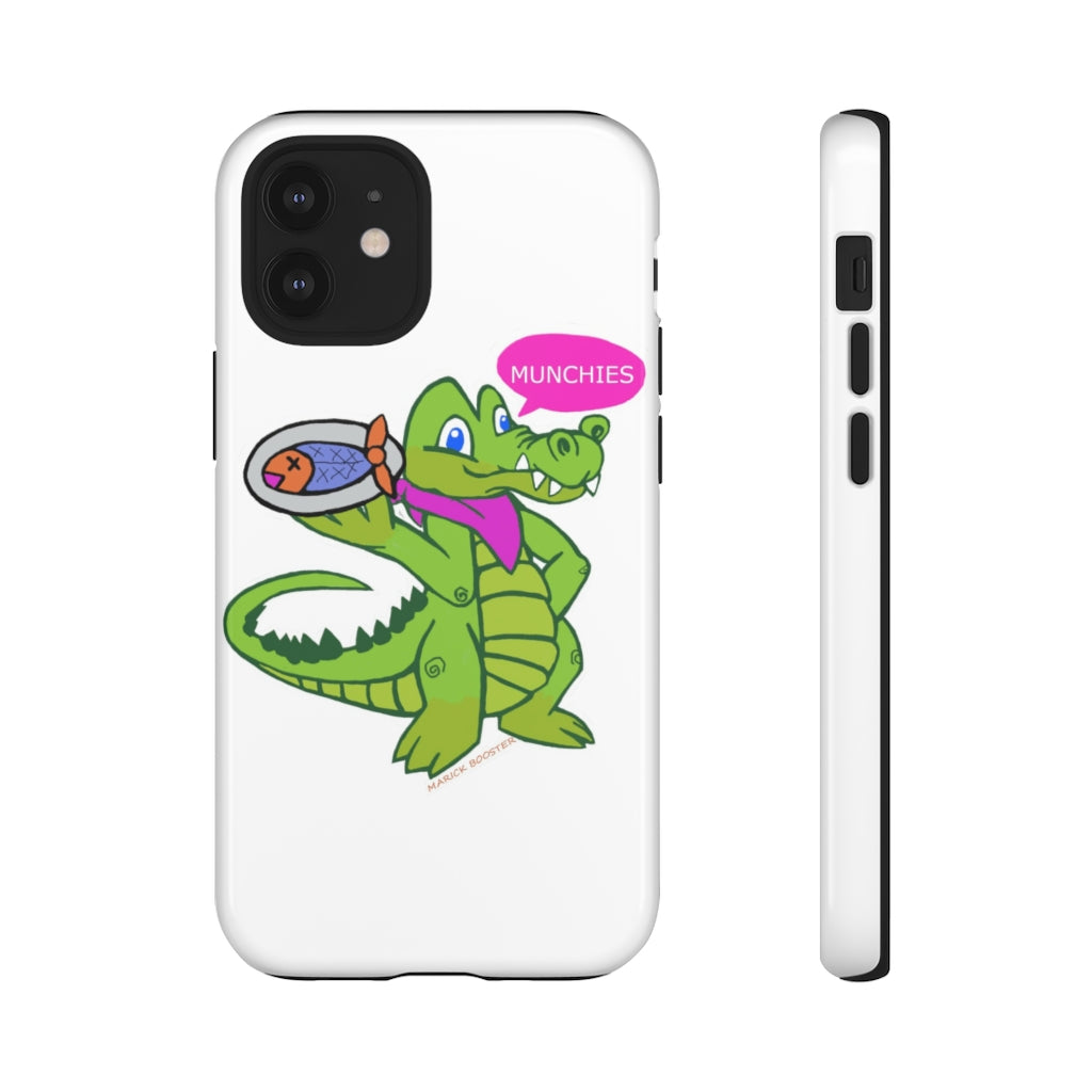 Munchies the Crocodile Tough Case featuring a vibrant crocodile design with dual-layer protection for smartphones.