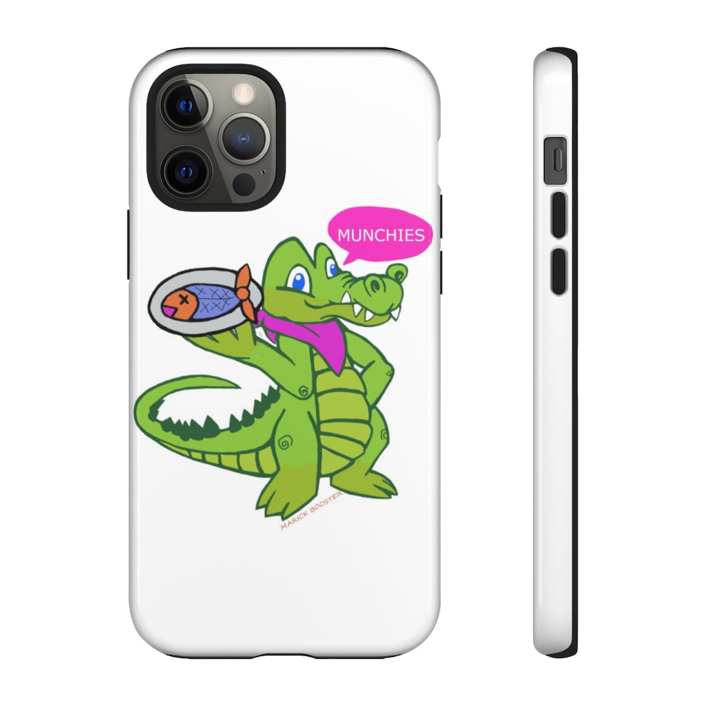 Munchies the Crocodile Tough Case featuring a vibrant crocodile design with dual-layer protection for smartphones.