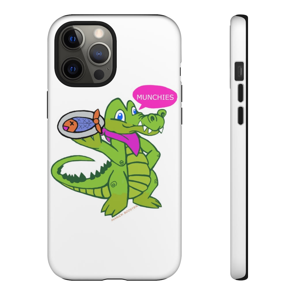 Munchies the Crocodile Tough Case featuring a vibrant crocodile design with dual-layer protection for smartphones.