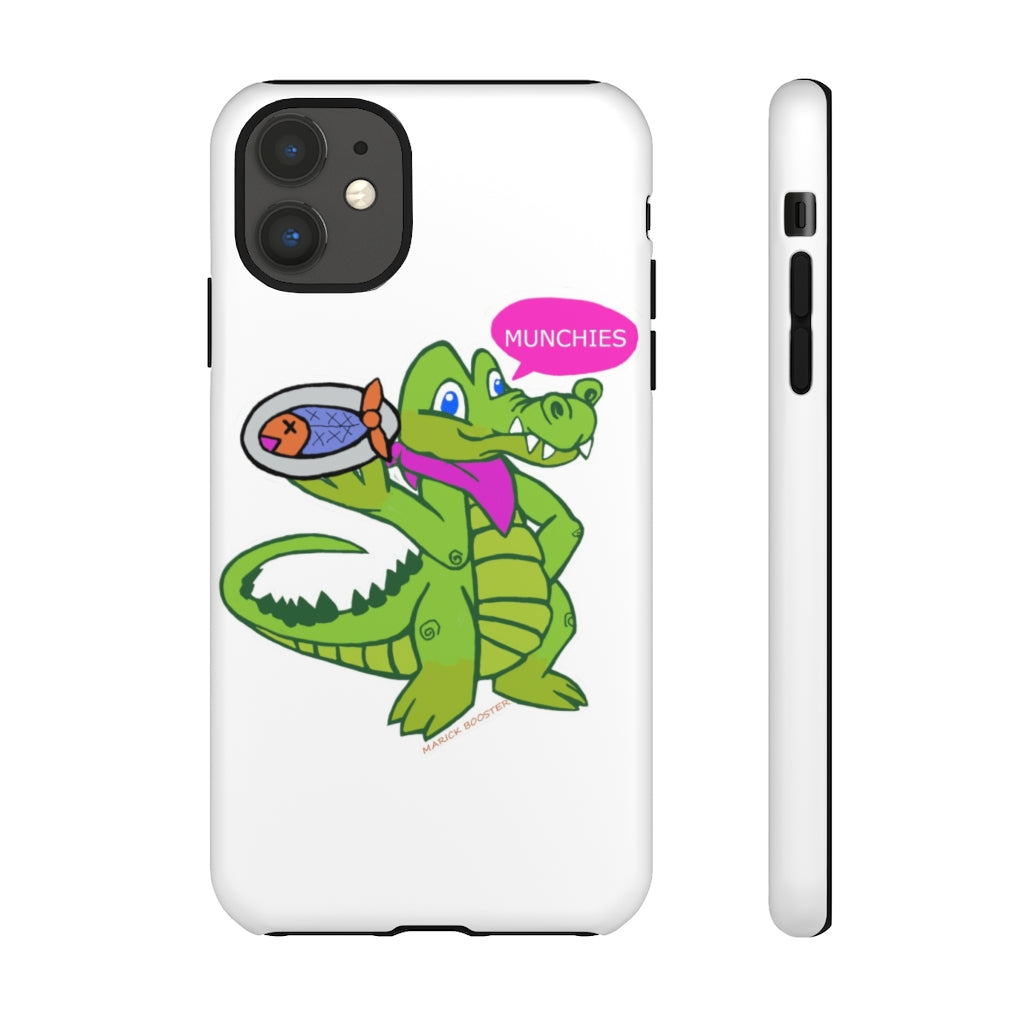 Munchies the Crocodile Tough Case featuring a vibrant crocodile design with dual-layer protection for smartphones.