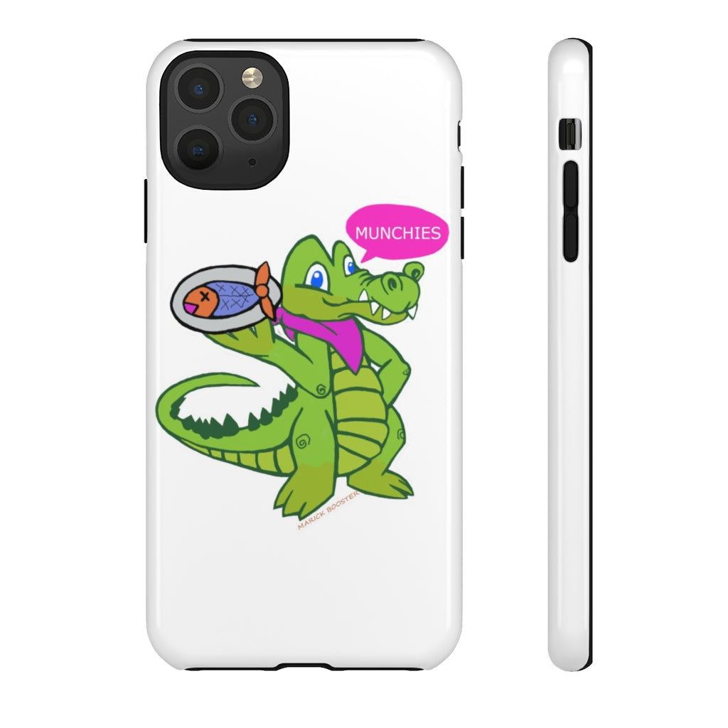 Munchies the Crocodile Tough Case featuring a vibrant crocodile design with dual-layer protection for smartphones.