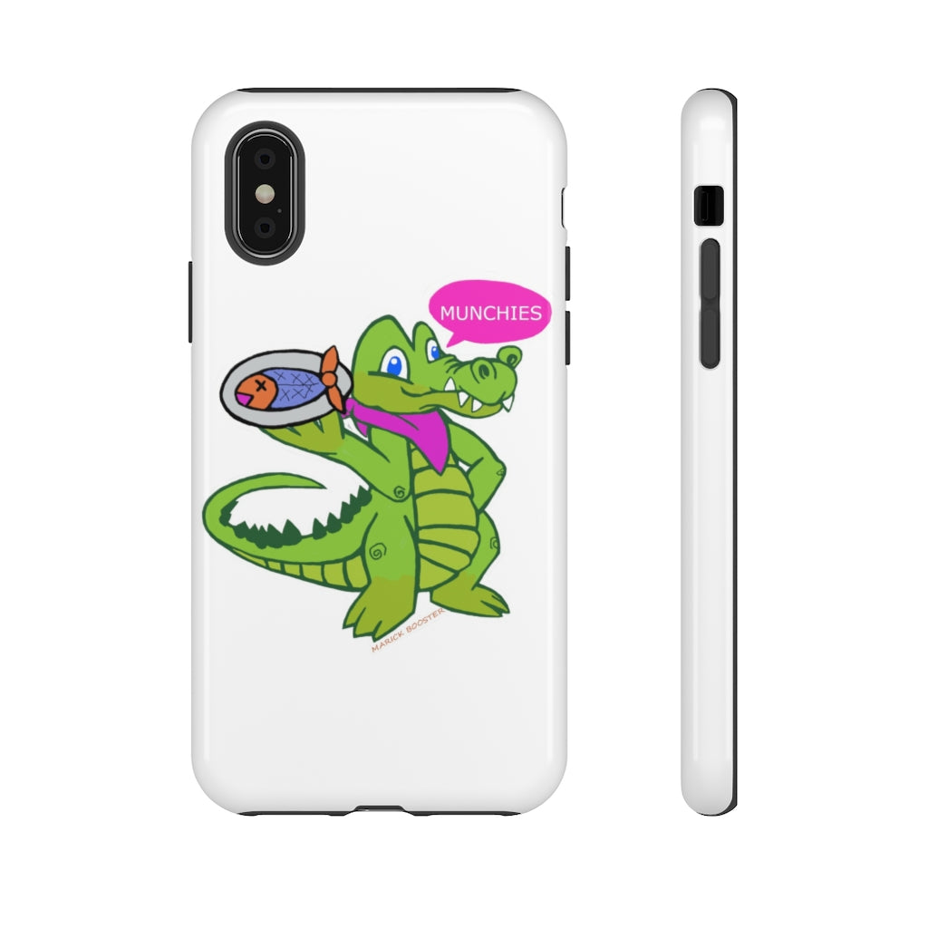 Munchies the Crocodile Tough Case featuring a vibrant crocodile design with dual-layer protection for smartphones.