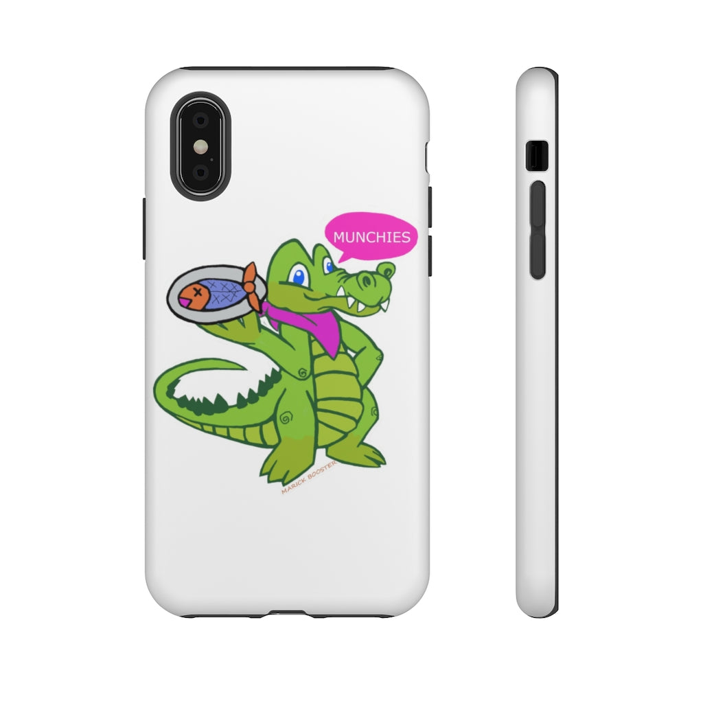 Munchies the Crocodile Tough Case featuring a vibrant crocodile design with dual-layer protection for smartphones.