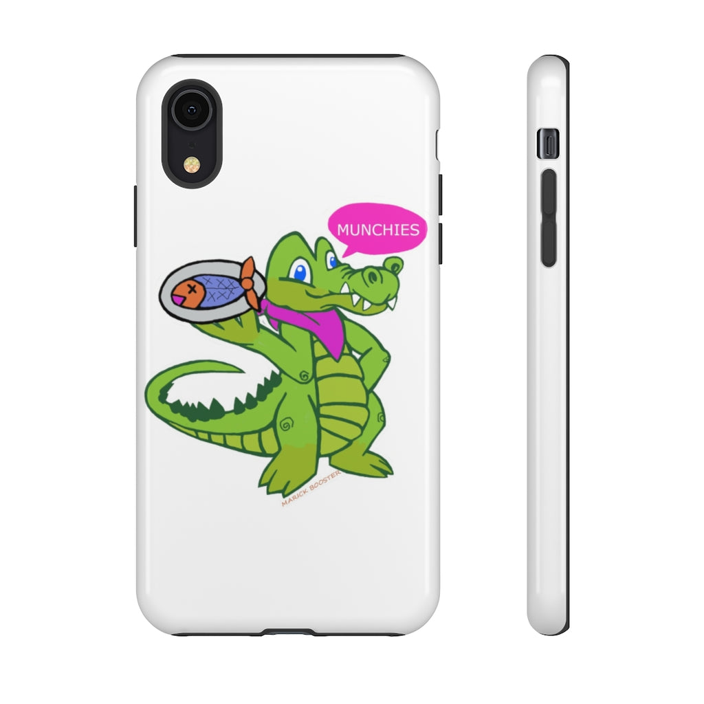 Munchies the Crocodile Tough Case featuring a vibrant crocodile design with dual-layer protection for smartphones.