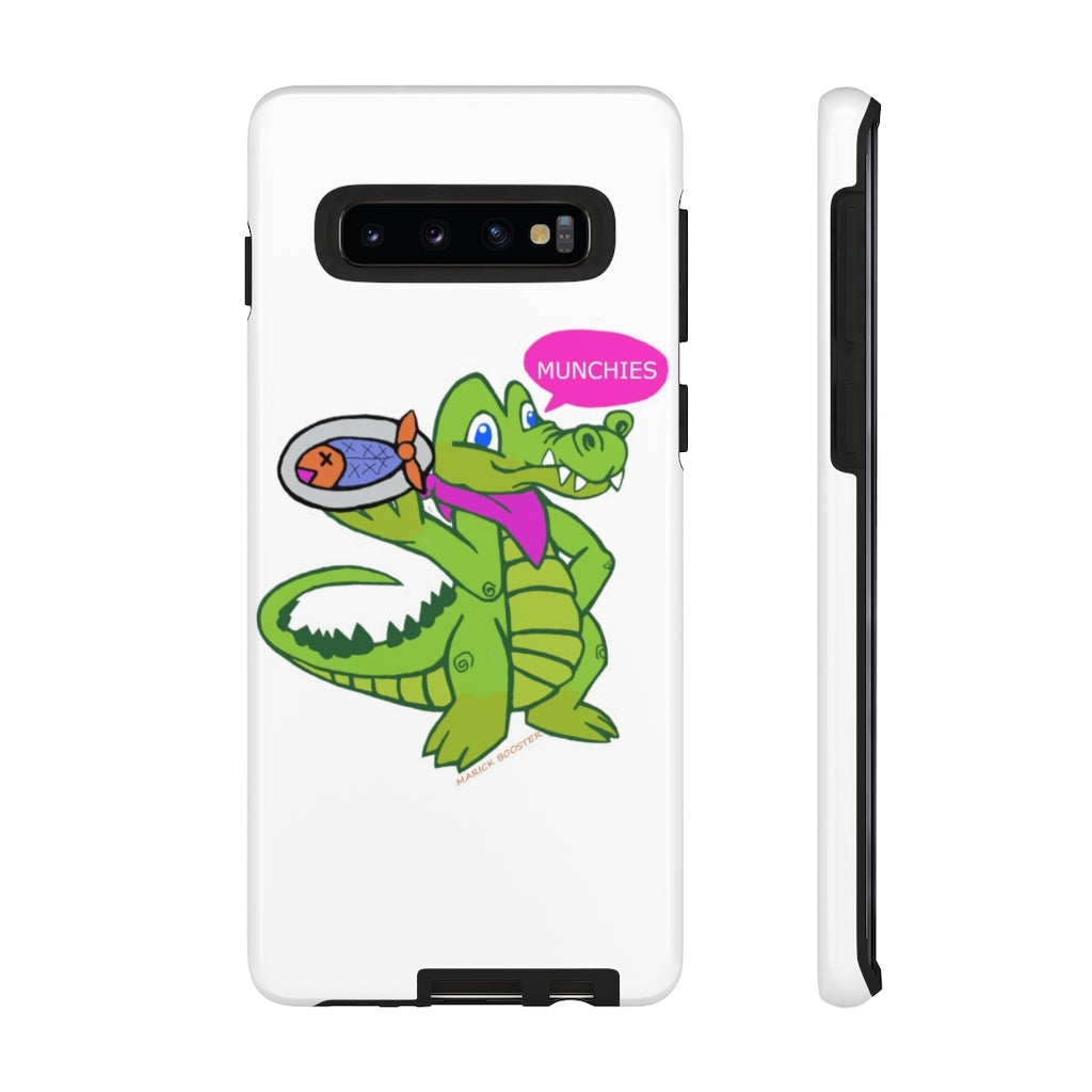 Munchies the Crocodile Tough Case featuring a vibrant crocodile design with dual-layer protection for smartphones.