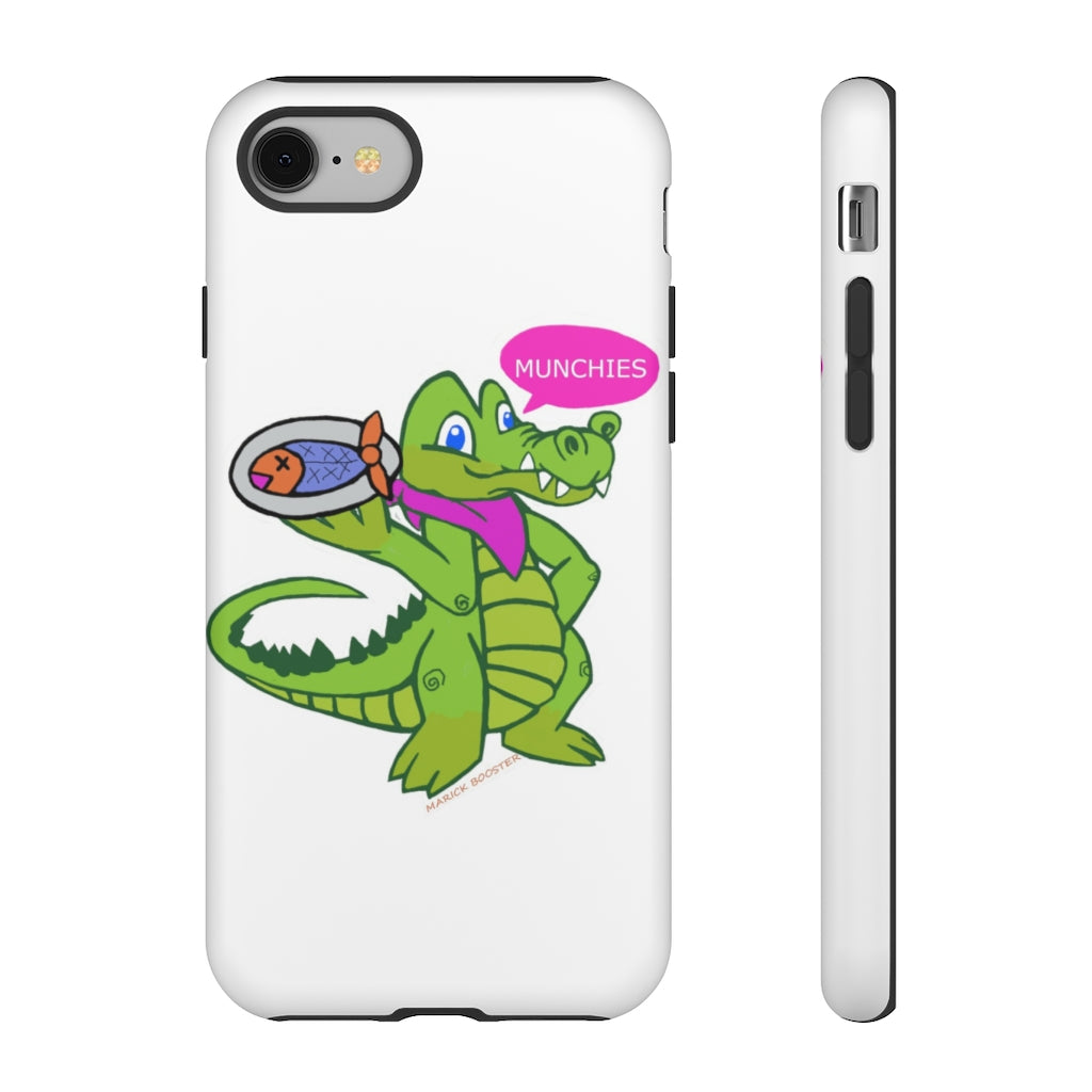 Munchies the Crocodile Tough Case featuring a vibrant crocodile design with dual-layer protection for smartphones.