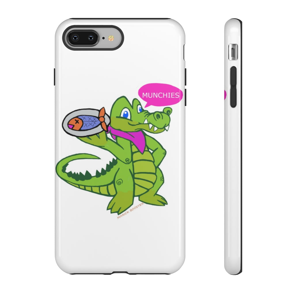 Munchies the Crocodile Tough Case featuring a vibrant crocodile design with dual-layer protection for smartphones.