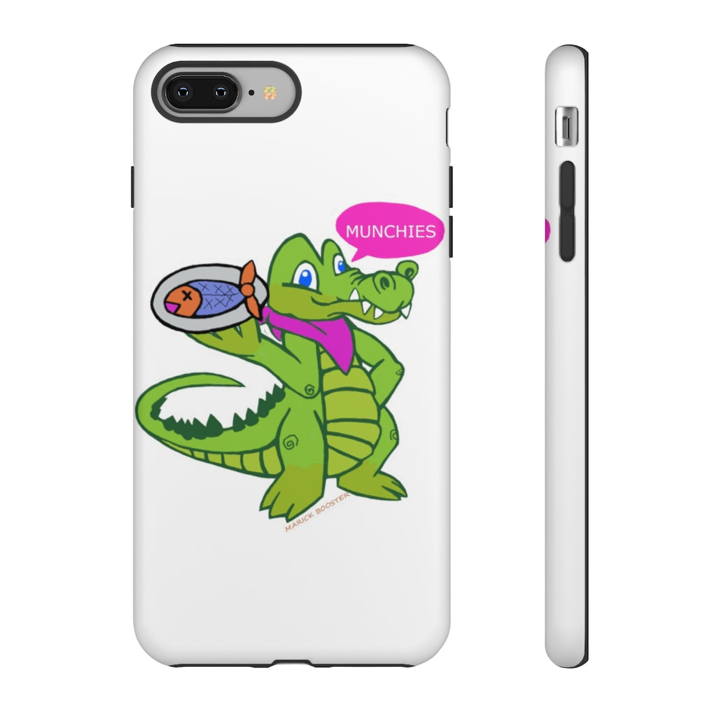 Munchies the Crocodile Tough Case featuring a vibrant crocodile design with dual-layer protection for smartphones.