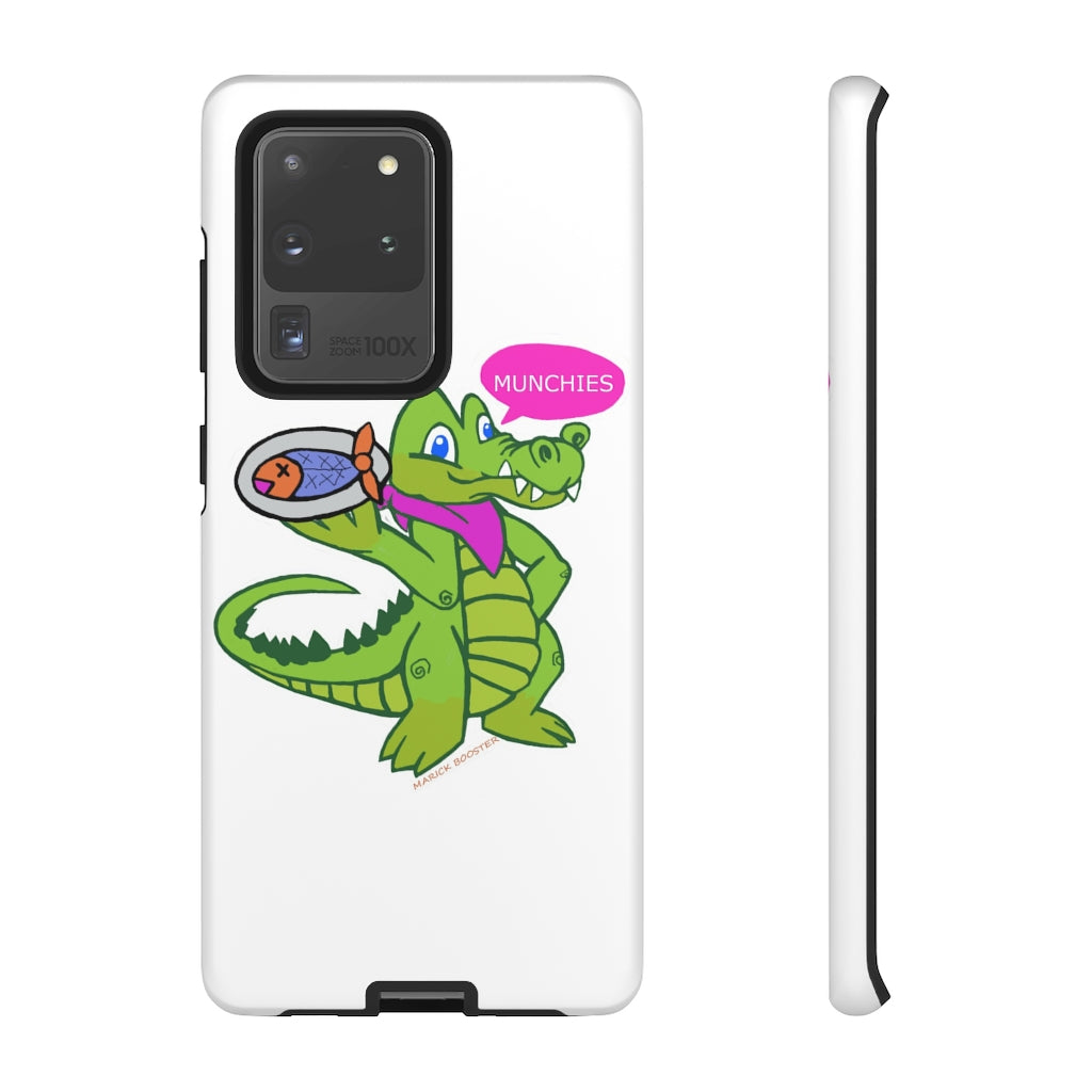 Munchies the Crocodile Tough Case featuring a vibrant crocodile design with dual-layer protection for smartphones.