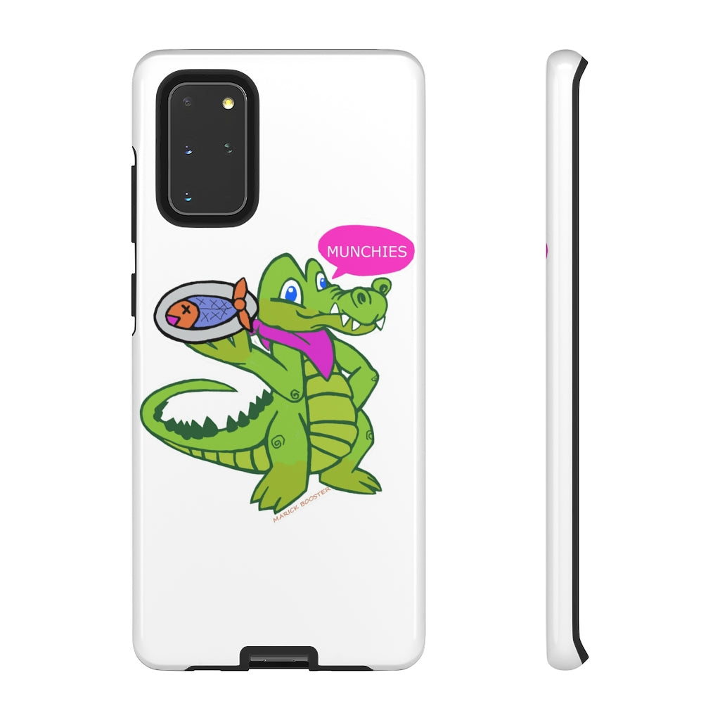 Munchies the Crocodile Tough Case featuring a vibrant crocodile design with dual-layer protection for smartphones.