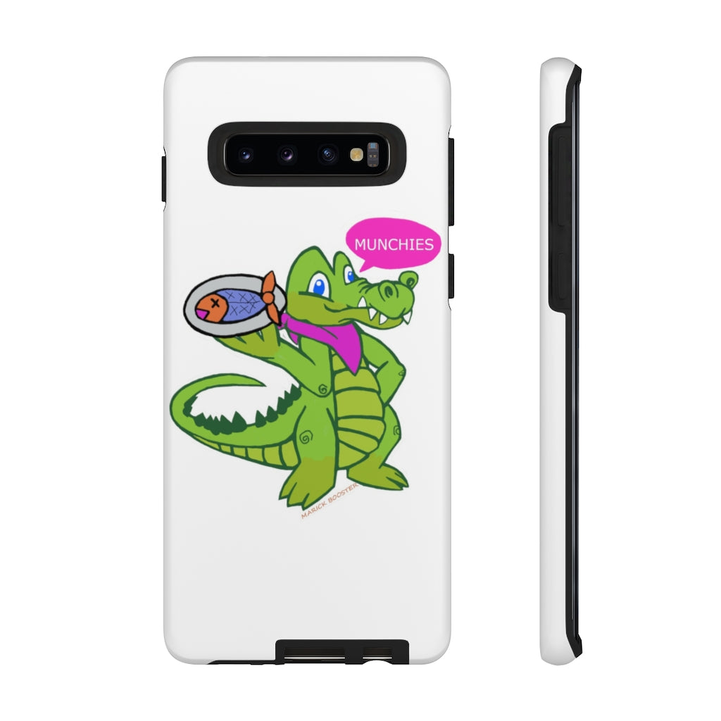 Munchies the Crocodile Tough Case featuring a vibrant crocodile design with dual-layer protection for smartphones.