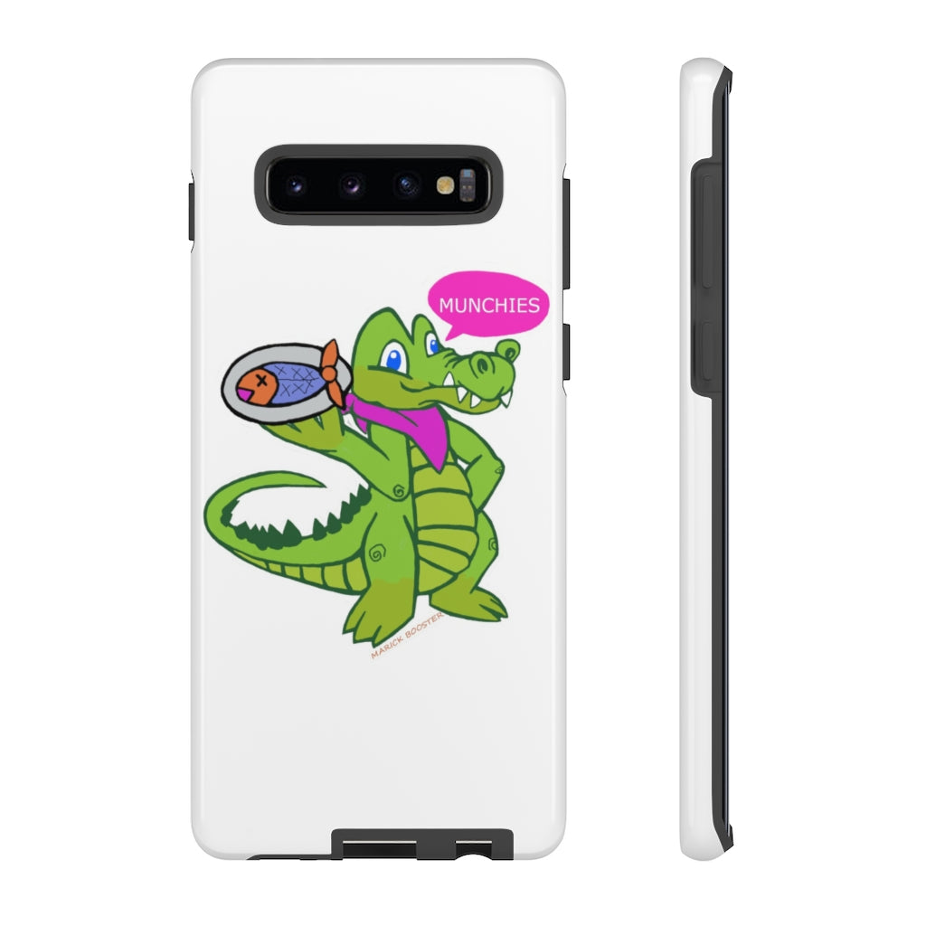 Munchies the Crocodile Tough Case featuring a vibrant crocodile design with dual-layer protection for smartphones.