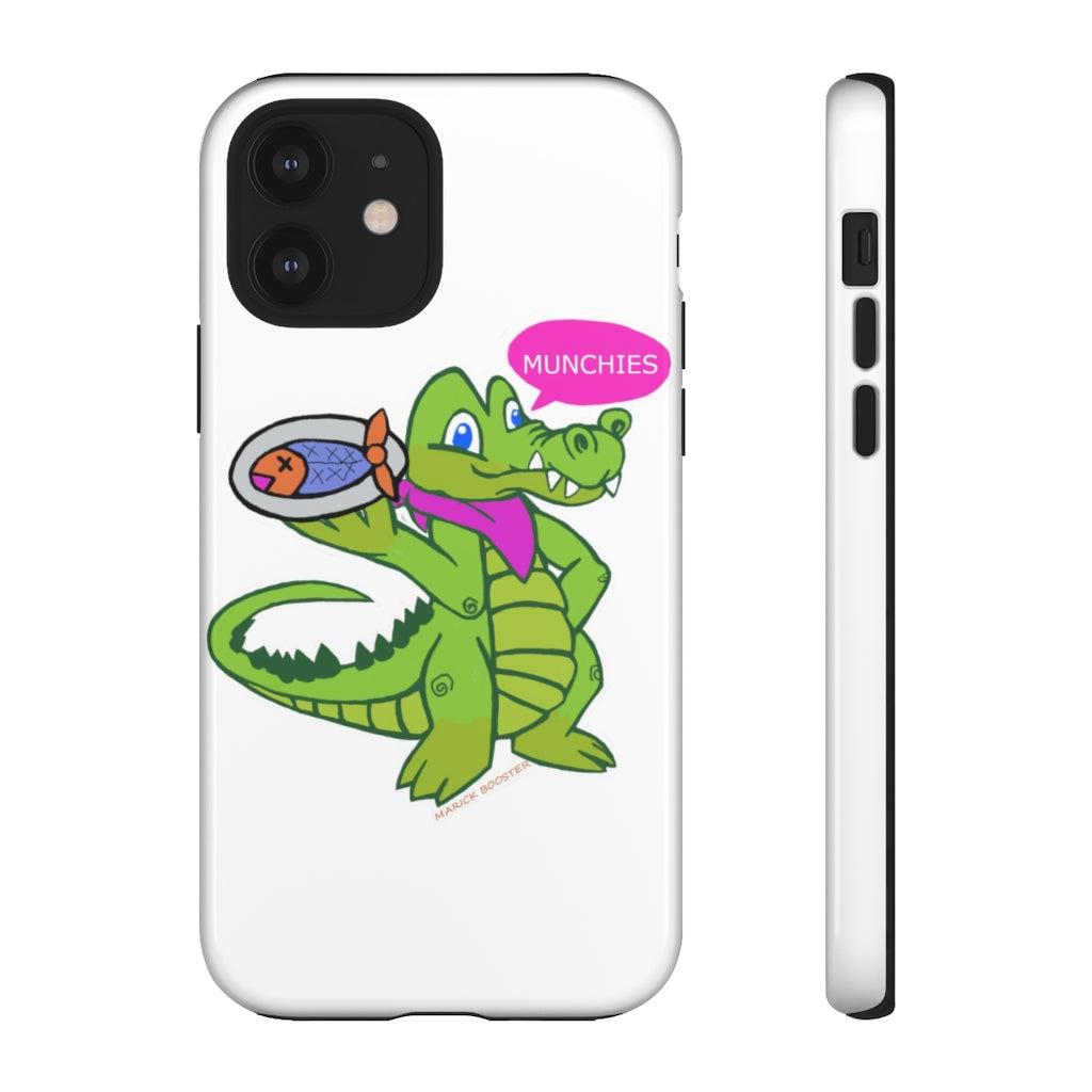 Munchies the Crocodile Tough Case featuring a vibrant crocodile design with dual-layer protection for smartphones.