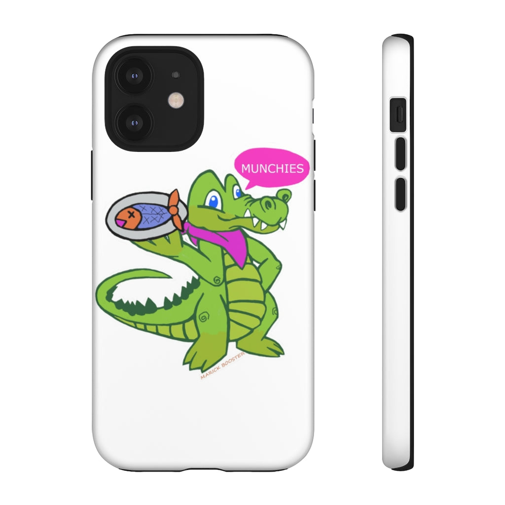 Munchies the Crocodile Tough Case featuring a vibrant crocodile design with dual-layer protection for smartphones.