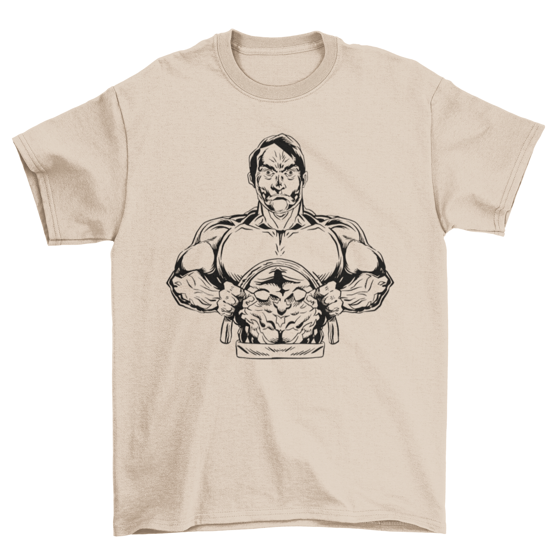 Muscle Strong Man T-shirt featuring a bold graphic design of a muscular man, perfect for fitness enthusiasts.