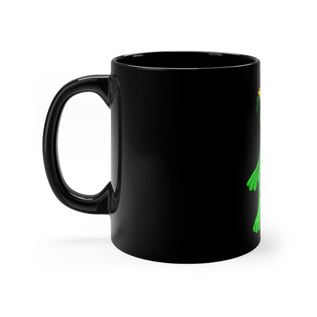 Mushamep Black mug 11oz featuring a sleek black ceramic design with rounded corners and a comfortable C-handle.