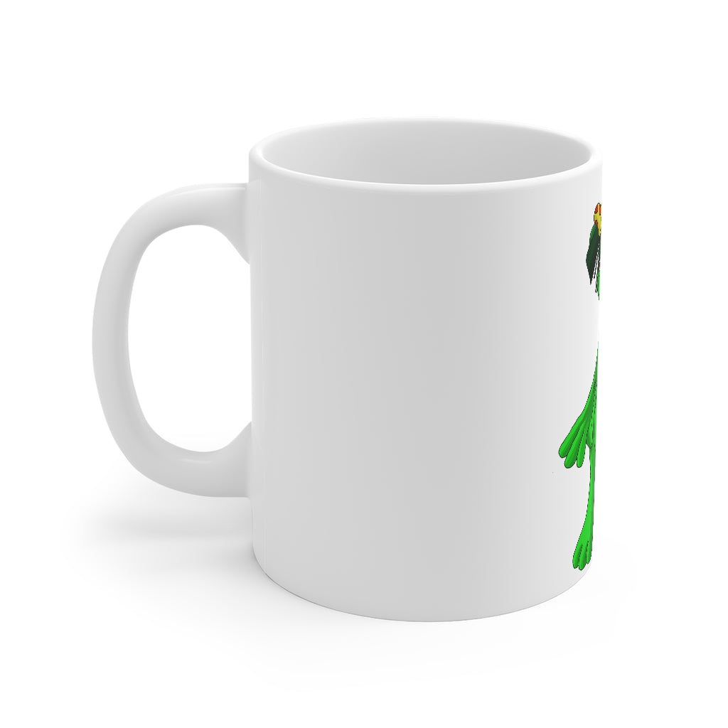 Mushamep Mug 11oz in white ceramic with rounded corners and C-handle, perfect for coffee, tea, and hot chocolate.