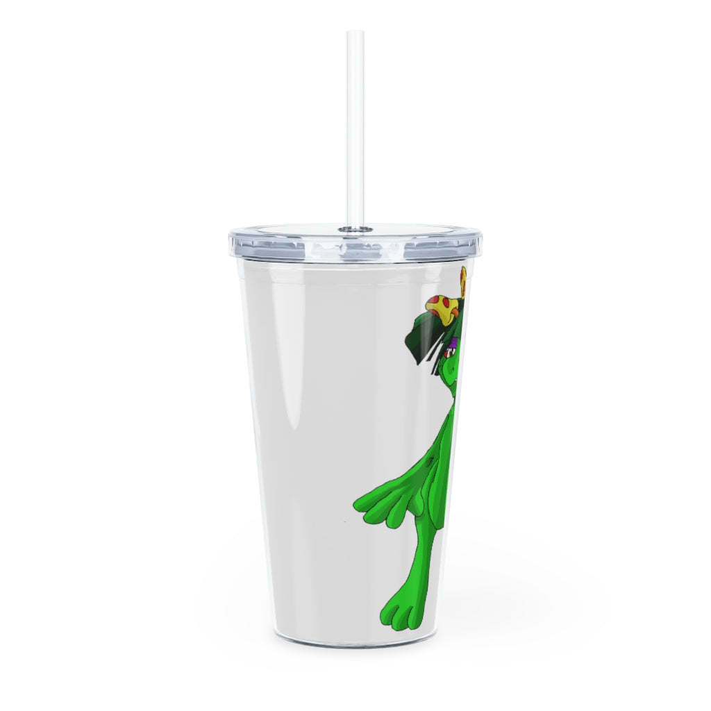 Mushamep Plastic Tumbler with Straw featuring a customizable design, lid, and straw, perfect for parties and gatherings.