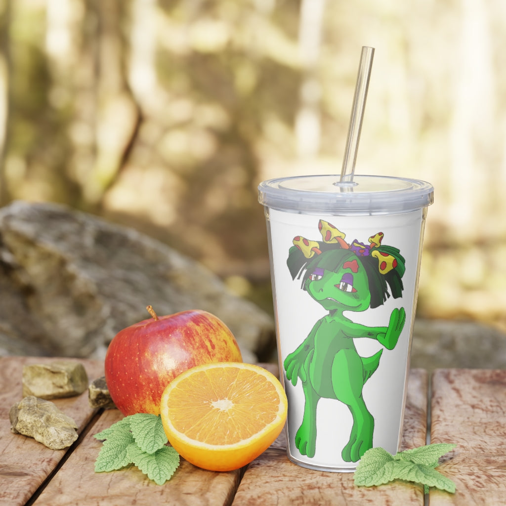 Mushamep Plastic Tumbler with Straw featuring a customizable design, lid, and straw, perfect for parties and gatherings.