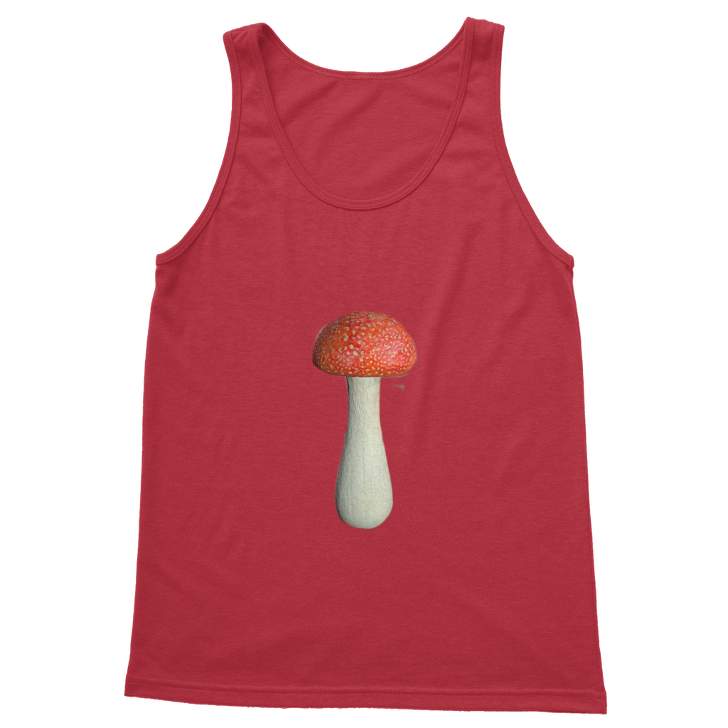 Mushroom Classic Adult Vest Top in various colors, showcasing its unisex design and high-quality fabric.