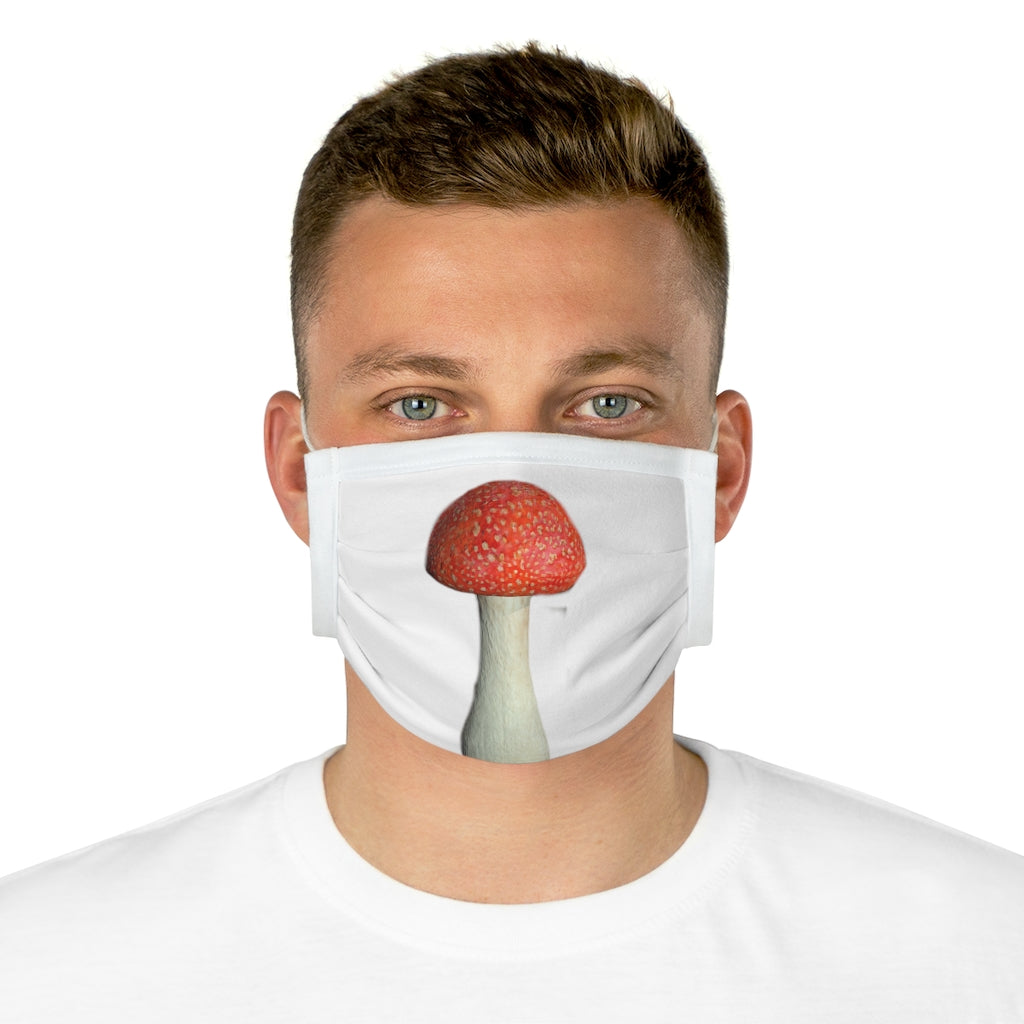 Mushroom Cotton Face Mask featuring a unique mushroom design, made from 100% cotton with adjustable earloops and nose wire.