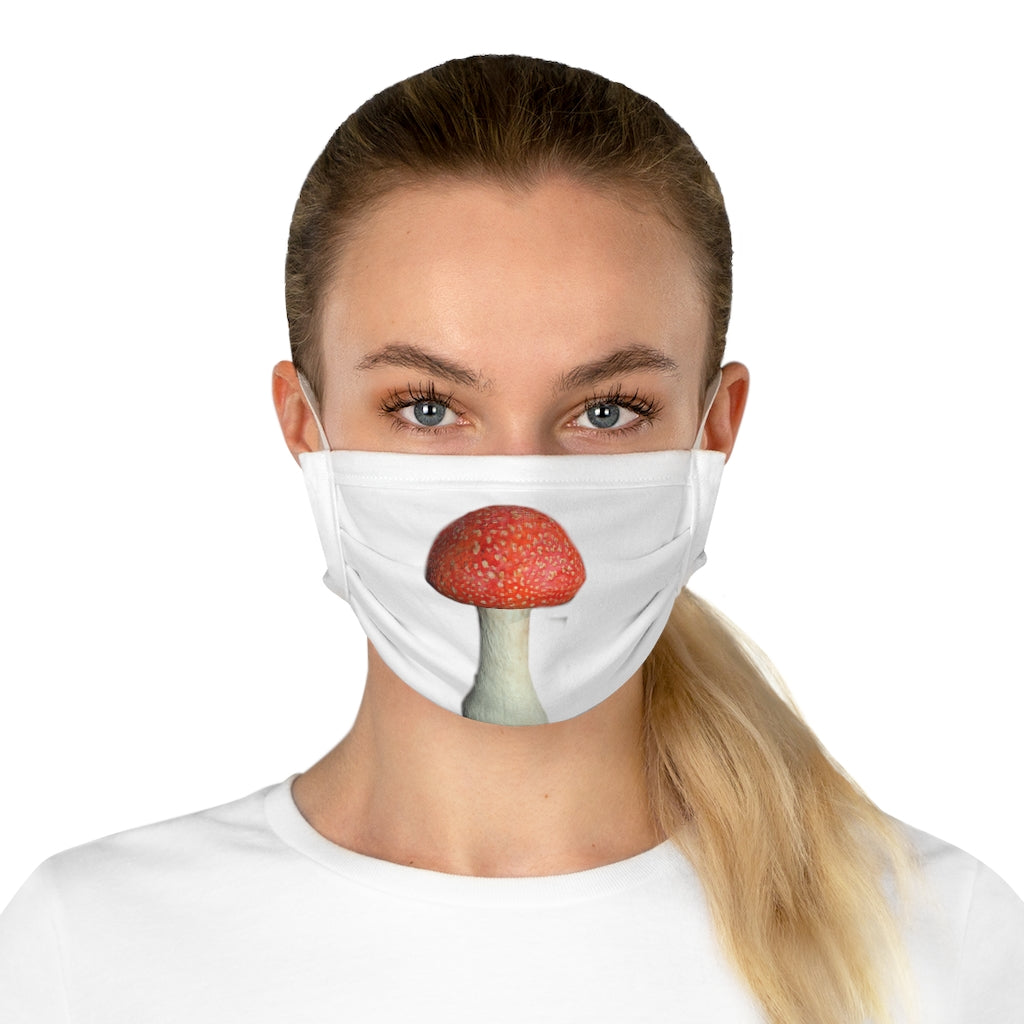 Mushroom Cotton Face Mask featuring a unique mushroom design, made from 100% cotton with adjustable earloops and nose wire.