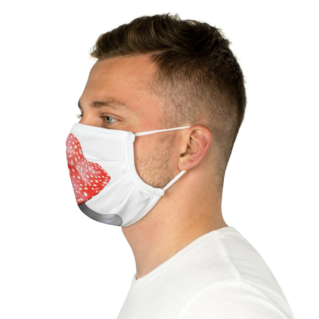 Mushroom Cotton Face Mask featuring a unique mushroom design, made from 100% cotton with adjustable earloops and nose wire.