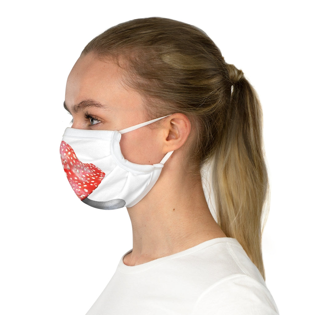 Mushroom Cotton Face Mask featuring a unique mushroom design, made from 100% cotton with adjustable earloops and nose wire.