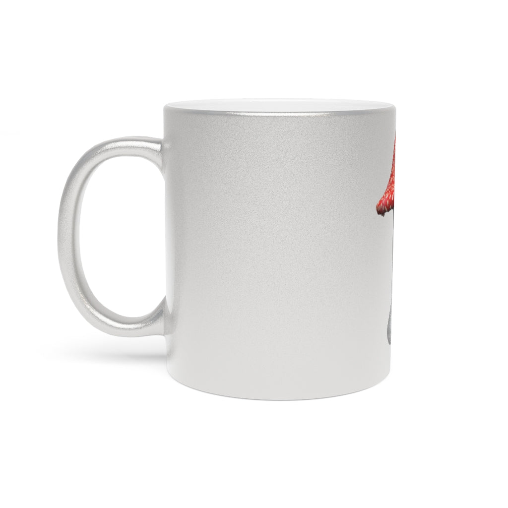 A stylish Mushroom Metallic Mug in silver and gold finishes, showcasing its customizable design and elegant C-handle.