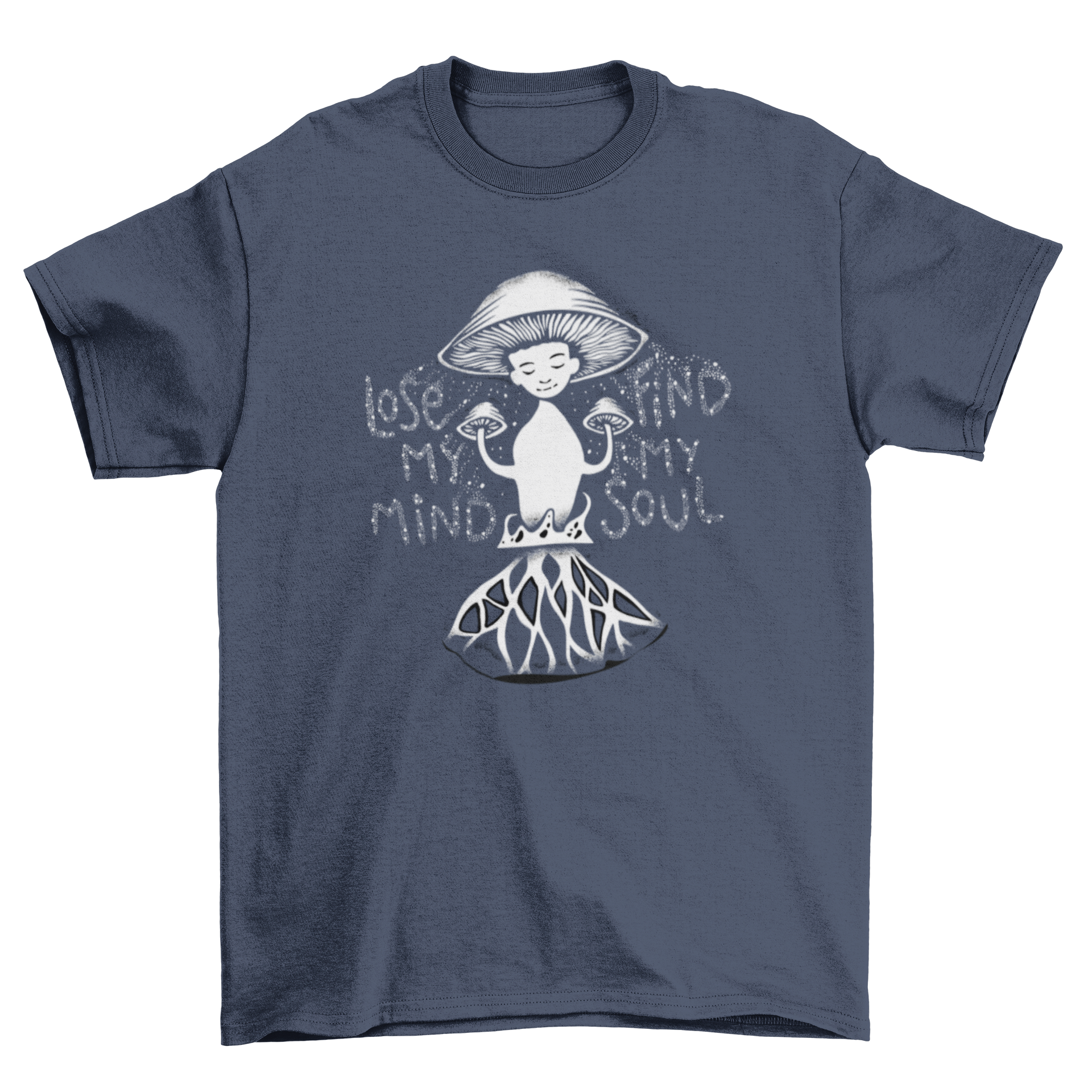 Mushroom Nature Soul T-Shirt featuring a vibrant mushroom graphic and the quote 'Lose my mind'.