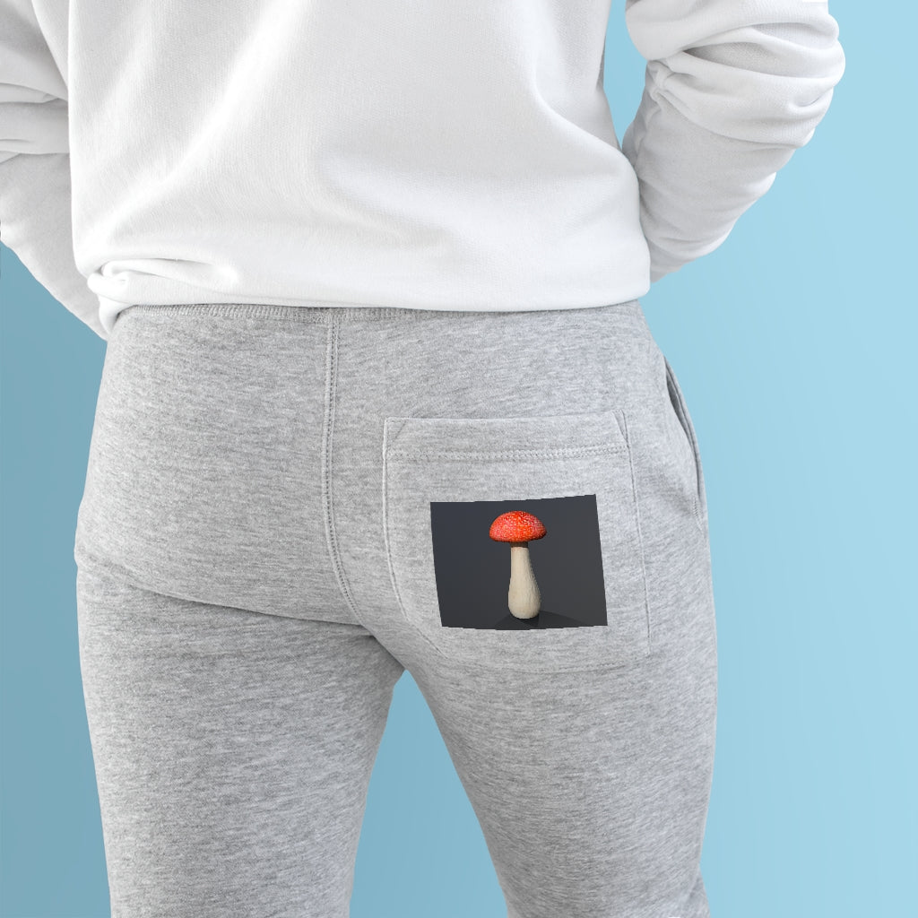 Mushroom Premium Fleece Joggers featuring a customizable back pocket and two side pockets, made from soft fleece fabric.