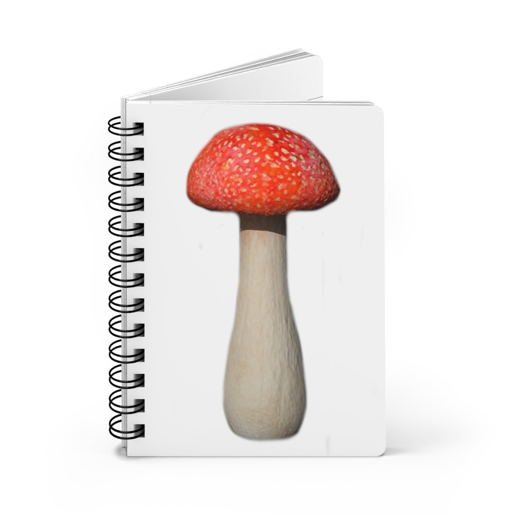 Mushroom Spiral Bound Journal with glossy cover and lined pages, showcasing a vibrant mushroom design.