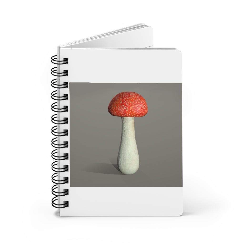 Mushroom Spiral Bound Journal with glossy cover and lined pages, featuring a vibrant mushroom design.