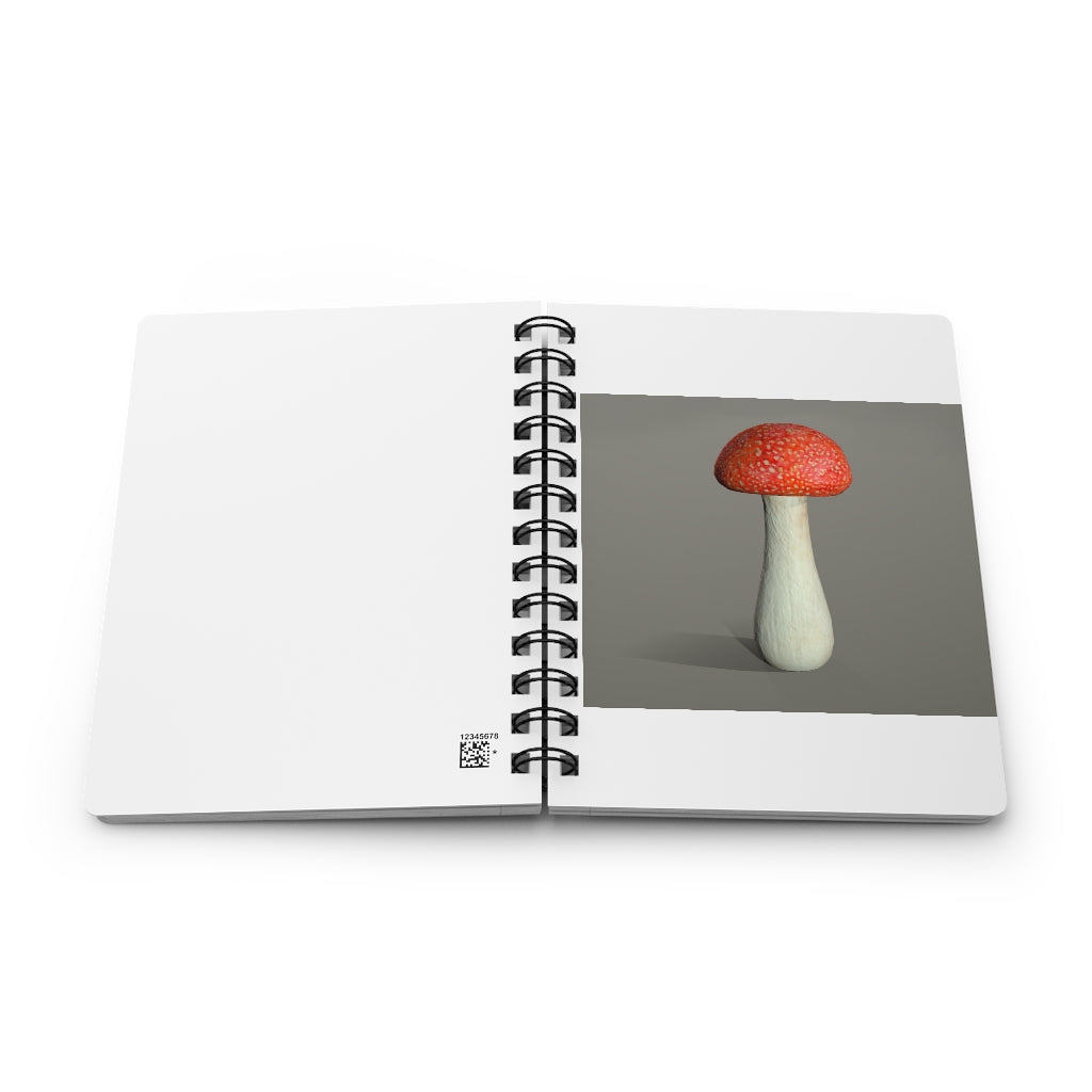 Mushroom Spiral Bound Journal with glossy cover and lined pages, featuring a vibrant mushroom design.