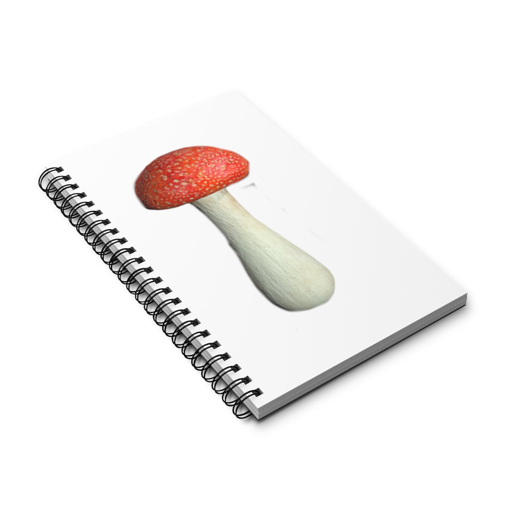 Mushroom Spiral Journal featuring a colorful front cover design, showcasing various styles including blank, dot grid, lined, and task layouts.