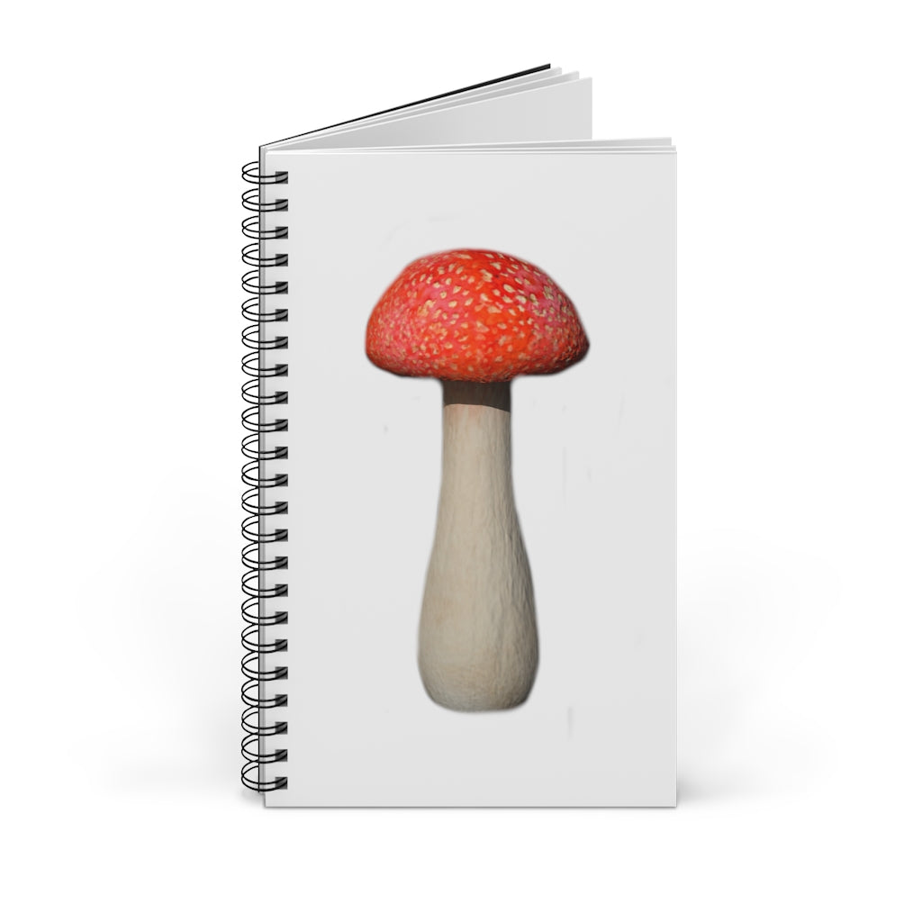 Mushroom Spiral Journal featuring vibrant cover designs and spiral binding, available in four styles including blank, dot grid, lined, and task.